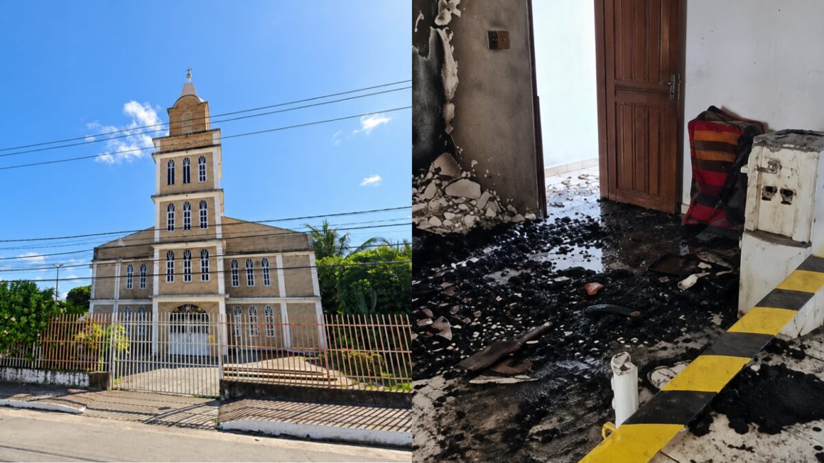 Capela é invadida, tem equipamentos furtados e sacristia incendiada em Parnamirim