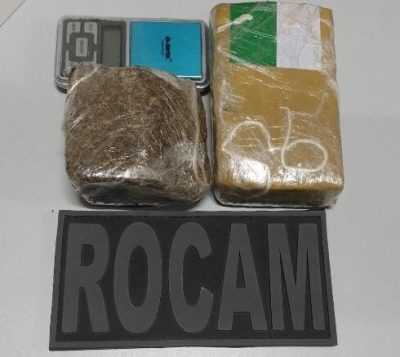 ROCAM apreende tabletes de maconha e balança de precisão no Pirrichil, em Mossoró